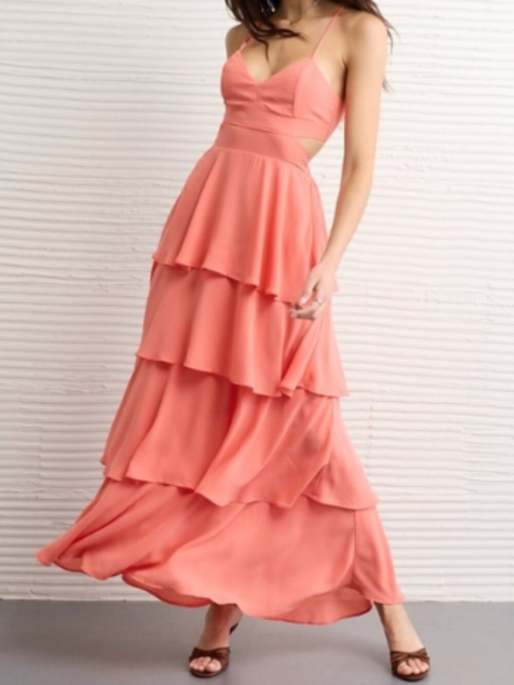 American Eagle Tie Back Ruffle Maxi Dress